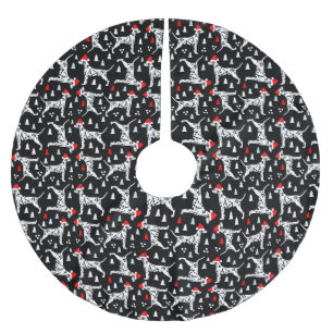 Christmas Dalmatians in Santa Hats Black Holiday Brushed Polyester Tree Skirt