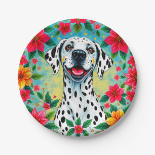 CHRISTMAS DALMATION ~ Dog flowers ~ Paper Plate