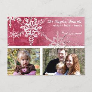 Christmas Damask Snowflake -  Hot Pink Card
