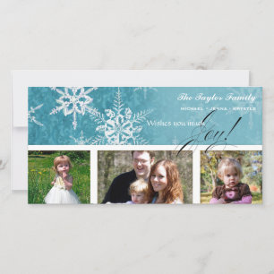 Christmas Damask Snowflake - Teal Ocean Blue Card