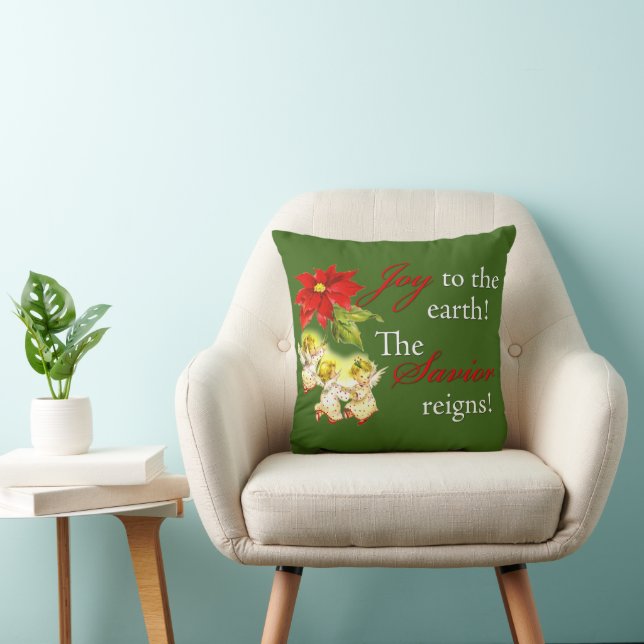 Christmas Dancing Baby Angels on Gold Throw Pillow (Chair)