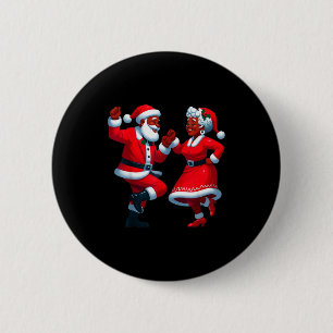 Christmas Dancing Black African American Santa Mrs 6 Cm Round Badge