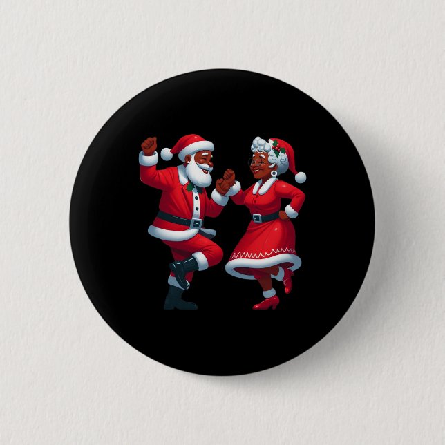 Christmas Dancing Black African American Santa Mrs 6 Cm Round Badge (Front)