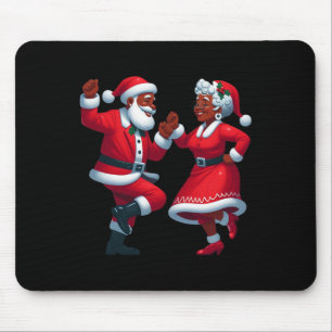 Christmas Dancing Black African American Santa Mrs Mouse Mat
