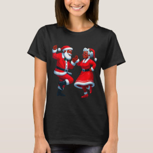 Christmas Dancing Black African American Santa Mrs T-Shirt