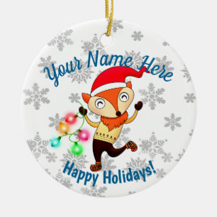 Christmas Dancing Fox Custom Ceramic Tree Decoration