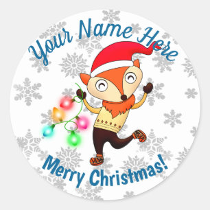 Christmas Dancing Fox Custom Classic Round Sticker