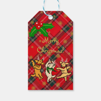 Christmas Dancing Golden Retrievers Gift Tags