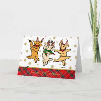 Christmas Dancing Golden Retrievers Holiday Card
