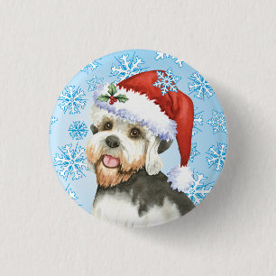 Christmas Dandie Dinmont Terrier 3 Cm Round Badge