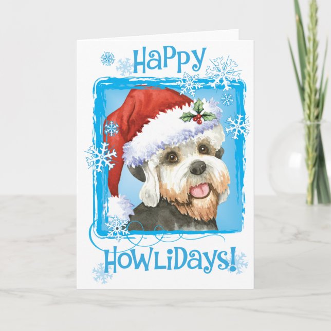 Christmas Dandie Dinmont Terrier Holiday Card (Front)