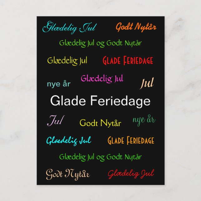 Christmas Danish Glade Feriedage Holiday Postcard (Front)