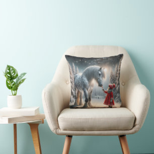 Christmas Dapple Grey Horse Cushion