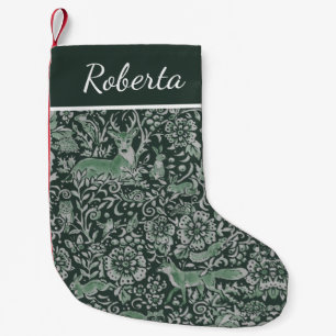 Christmas Dark Green Woodland Animal Forest Custom Small Christmas Stocking