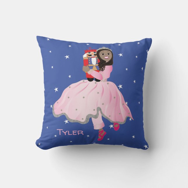 Christmas Dark Haired Ballerina Clara Cushion (Front)