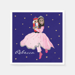 Christmas Dark Haired Ballerina Clara Paper Plate Napkin