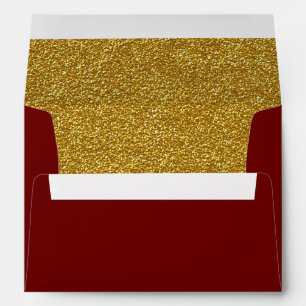 Christmas Dark Red and Gold Custom Envelope