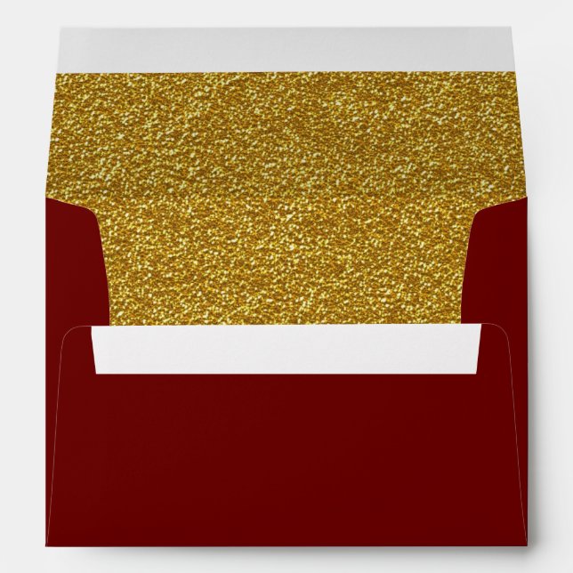 Christmas Dark Red and Gold Custom Envelope (Back (Bottom))