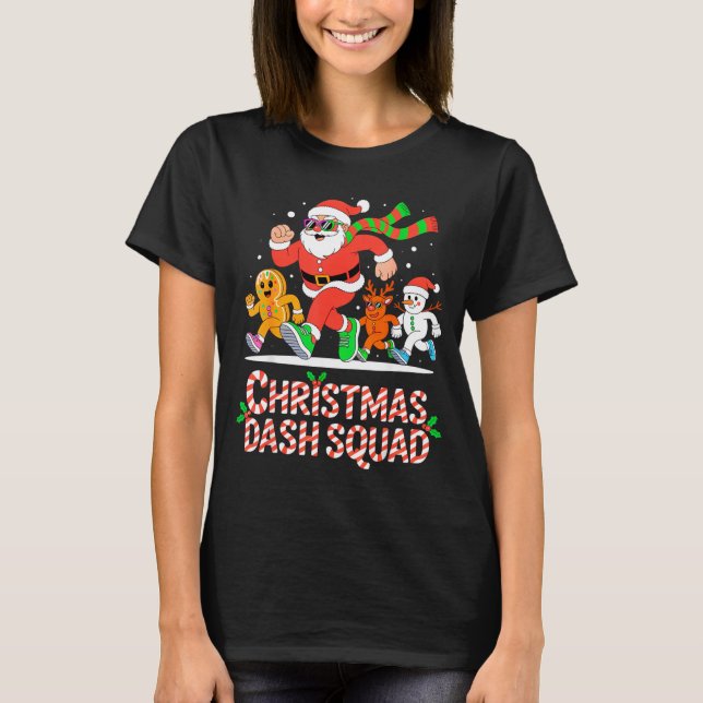 Christmas Dash Squad Running Runner Marathon Team  T-Shirt (Front)
