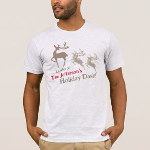 Christmas dashing reindeer leader brown red custom T-Shirt