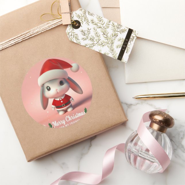 Christmas day classic round sticker (Gifting)