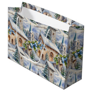 Christmas Day Country Church Large Gift Bag