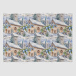 Christmas Day Country Church Tissue Paper<br><div class="desc">"I Heard the Bells on Christmas Day,  " words by Longfellow is such an awesome carol I tried to capture the timeless joy of thousands of Christmas mornings in this country snow scene with evergreens and blue tint nostalgia . Seamless image.</div>