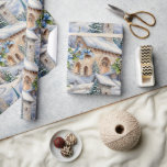 Christmas Day Country Church Wrapping Paper<br><div class="desc">"I Heard the Bells on Christmas Day,  " words by Longfellow is such an awesome carol I tried to capture the timeless joy of thousands of Christmas mornings in this country snow scene with evergreens and blue tint nostalgia . Seamless image.</div>