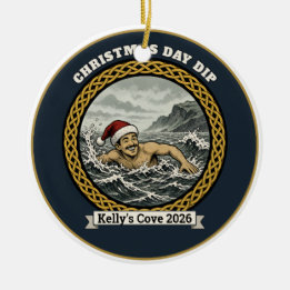 Christmas Day Dip Santa Hat Sea Swimmer Ceramic Tree Decoration