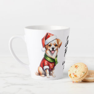Christmas Day Puppy Wear Santa Claus Outfit Latte Mug