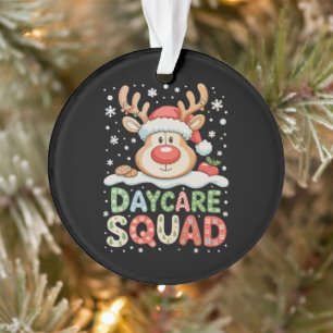 Christmas Daycare Reindeer Santa Hat Squad Xmas Ornament