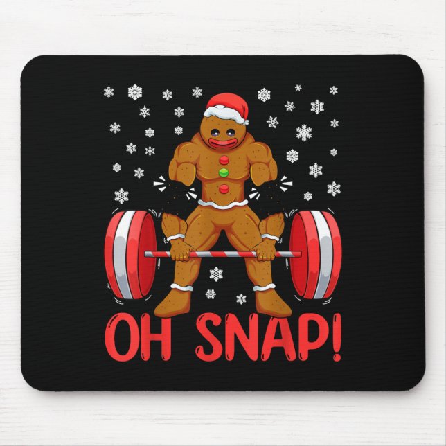Christmas Deadlifts Workout Oh Snap Gingerbread Ma Mouse Mat (Front)