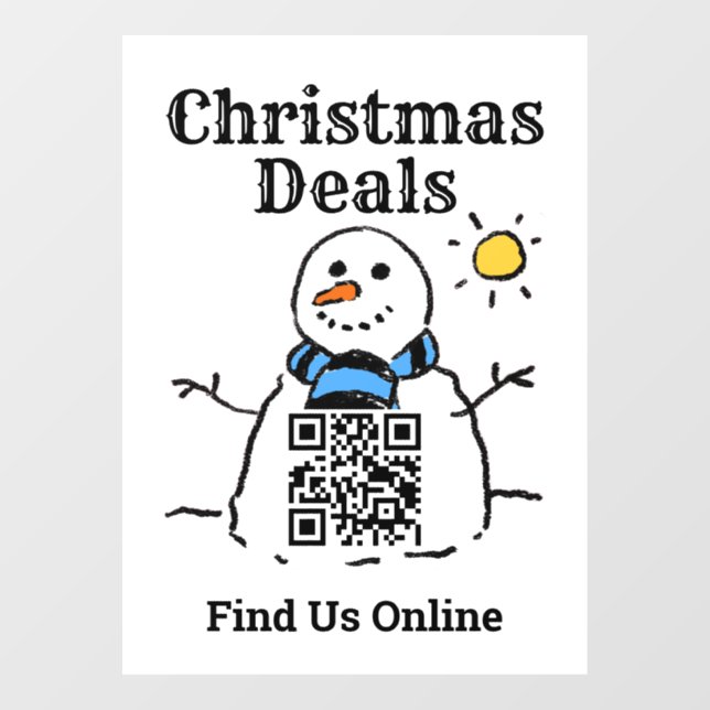 Christmas Deals Online with QR Code Window Cling (Sheet)