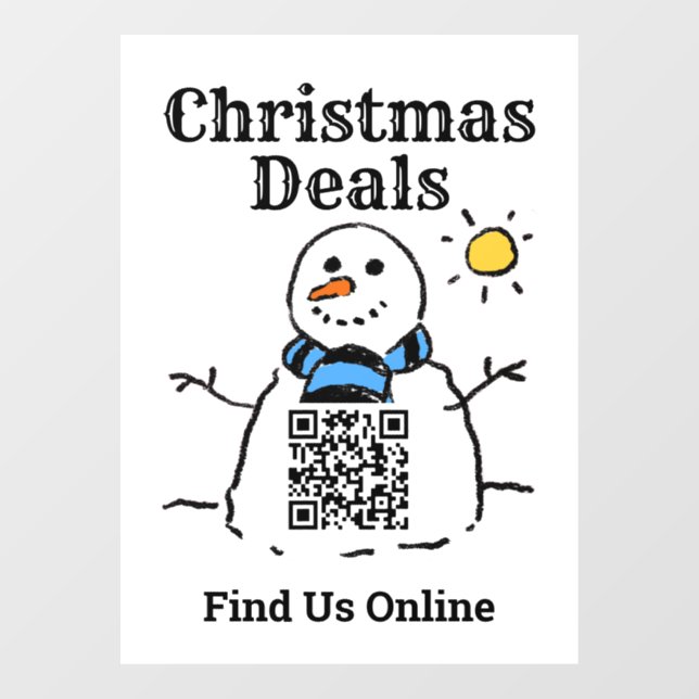 Christmas Deals Online with QR Code Window Cling (Sheet)