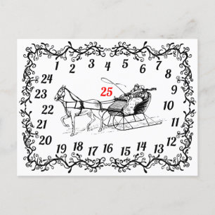 Christmas December Countdown Advent Calendar Xmas Holiday Postcard