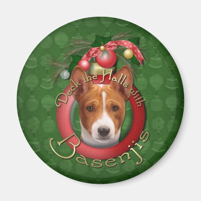 Christmas - Deck the Halls - Basenjis Magnet (Front)