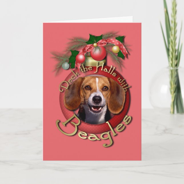 Christmas - Deck the Halls - Beagles Holiday Card (Front)