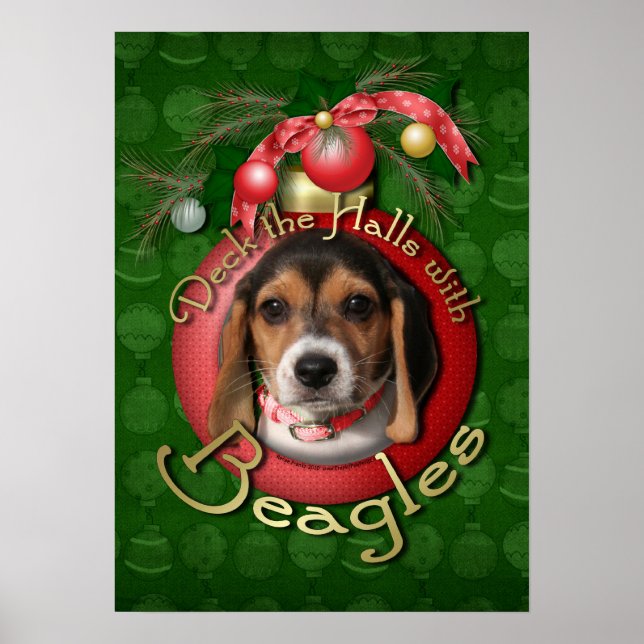 Christmas - Deck the Halls - Beagles Poster (Front)