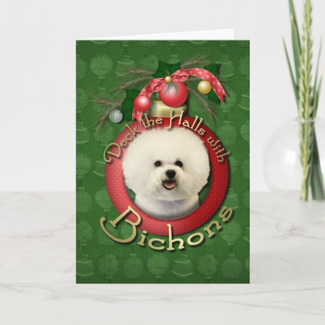 Christmas - Deck the Halls - Bichons Holiday Card (Front)