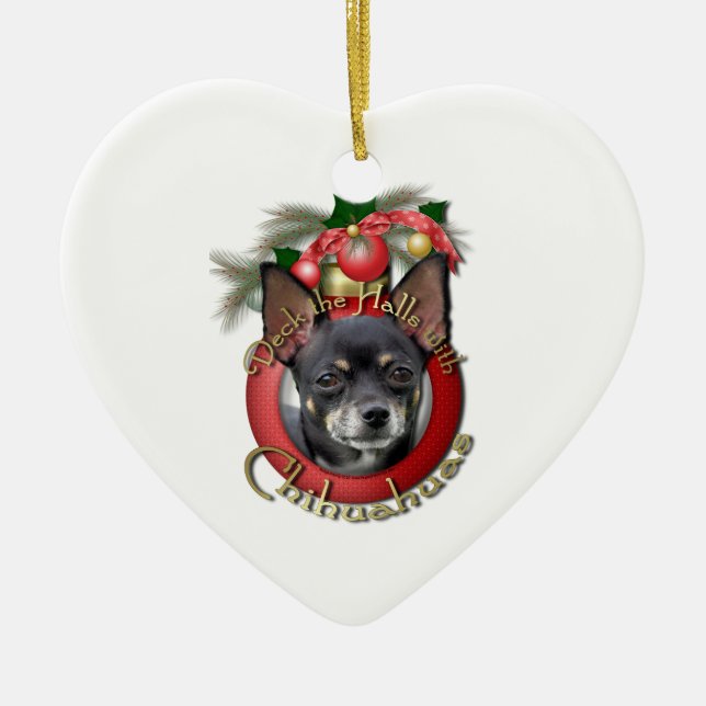 Christmas - Deck the Halls - Chihuahuas - Isabella Ceramic Tree Decoration (Front)