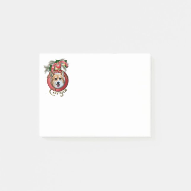 Christmas - Deck the Halls - Corgi Post-it Notes (Front)