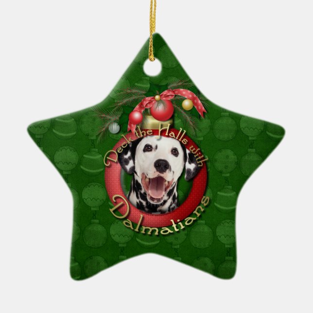 Christmas - Deck the Halls - Dalmatians Ceramic Tree Decoration (Front)