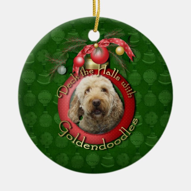 Christmas - Deck the Halls - Goldendoodles Ceramic Tree Decoration (Front)