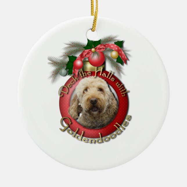 Christmas - Deck the Halls - Goldendoodles Ceramic Tree Decoration (Front)