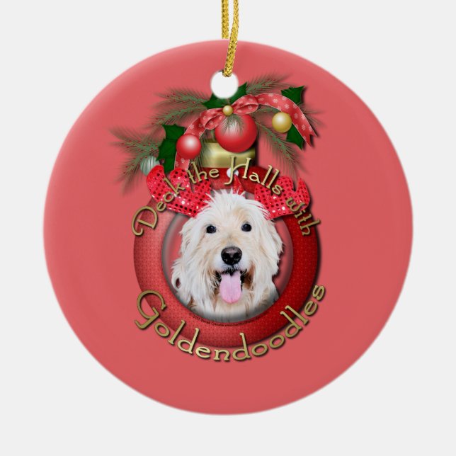 Christmas - Deck the Halls - GoldenDoodles - Daisy Ceramic Tree Decoration (Front)