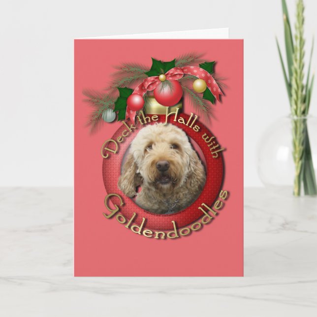 Christmas - Deck the Halls - Goldendoodles Holiday Card (Front)