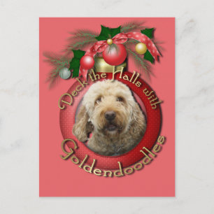 Christmas - Deck the Halls - Goldendoodles Holiday Postcard