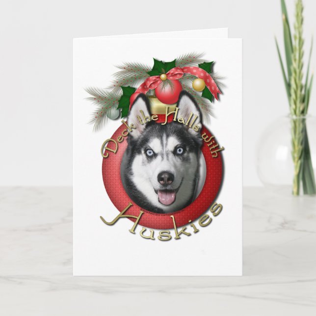 Christmas - Deck the Halls - Huskies Holiday Card (Front)