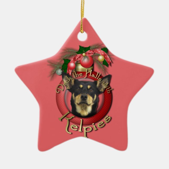 Christmas - Deck the Halls - Kelpies Ceramic Tree Decoration (Front)