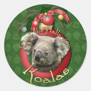 Christmas - Deck the Halls - Koalas Classic Round Sticker